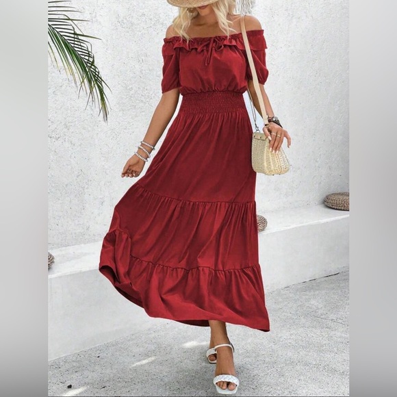 Radiant Red Ruffle Maxi Dress - Picture 6 of 6